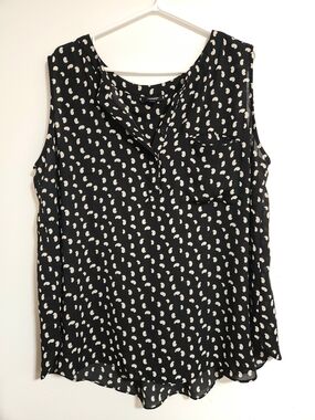 Premise Studio Polka Dot Sleeveless Blouse 3/4 Button Flowy Work Casual Size 1X